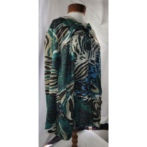 Mirror Image Womens 2X Black Green Button Neck Pockets Long Sleeve Sweater NWT - Picture 2 of 10